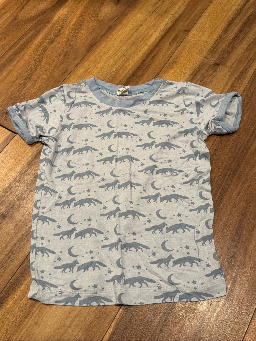 kate quinn Light Blue Fox & Moon Print Short Sleeve Tee